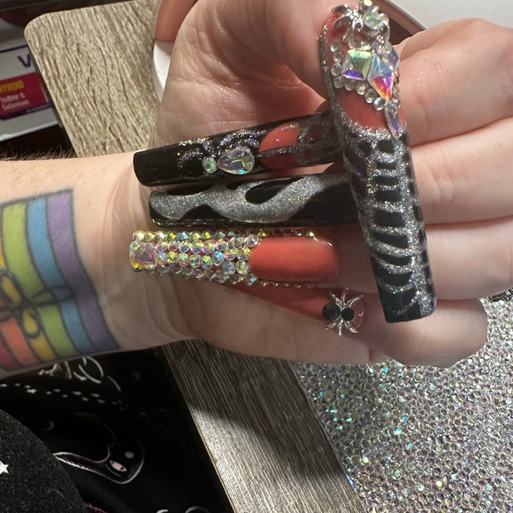 Scream polygel acrylic press on nails! Halloween! Bling! Reusable! All sizes - Picture 5 of 10